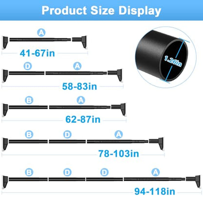 41-118 Inch Tension Curtain Rod, Black | No Drill, Extra Long, Heavy Duty, Renter Friendly - color: Black, size: 41-118inch