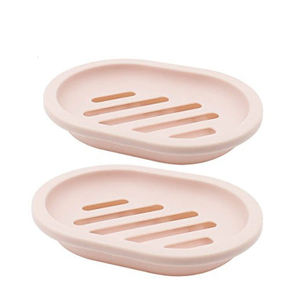 TOPSKY 2-Pack Soap Dish with Drain, Soap Holder, Soap Saver, Easy Cleaning, Dry, Stop Mushy Soap (Pink) - color: Pink