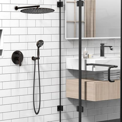 SR SUN RISE Shower Faucet - 16 Inch Multifunctional High Pressure Shower Head System with Handheld Shower Head Fixtures - Valve Included - Oil Rubbed Bronze - color: Oil Rubbed Bronze, size: 16 Inch