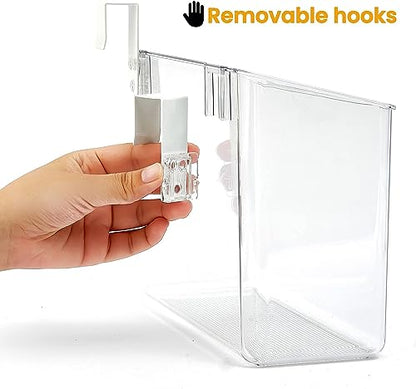 2 Pack Plastic Over Cabinet Door Organizer with Removable Hooks, Clear Hanging Baskets for Organizing Over the Cabinet Organizer Holder for Kitchen, Bathroom-Hang Outside or Inside Door-XL - style: XL