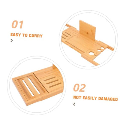 Bamboo Bathtub Rack Expandable Spa Tray Bath Tub Organizer Non-Slip Spa Accessories