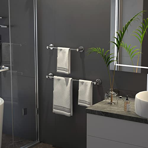 Chrome Towel Bar for Bathroom, Stainless Steel Shower Towel Rod | Adjustable Length 16 to 27.6 Inch, Wall Mounted Towel Holder with S Hooks for Washroom Kitchen, Extendable Single Towel Rack - color: Chrome