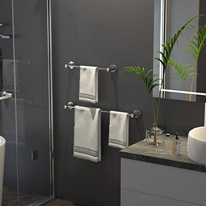 Chrome Towel Bar for Bathroom, Stainless Steel Shower Towel Rod | Adjustable Length 16 to 27.6 Inch, Wall Mounted Towel Holder with S Hooks for Washroom Kitchen, Extendable Single Towel Rack - color: Chrome