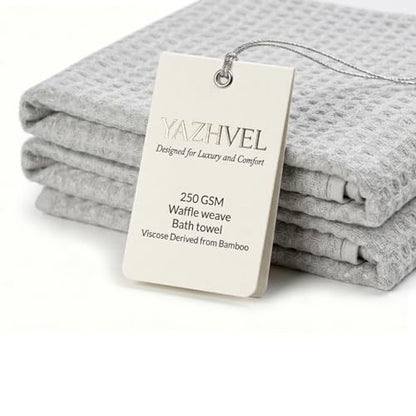 Bamboo Viscose Waffle Bath Towels - Pack of 2 - Grey - 250 GSM – 100% Viscose Derived from Bamboo - Quick-Dry Waffle Weave - Spa & Gym Ready - Oeko-TEX Certified – Absorbent - Breathable - color: Grey