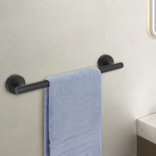 Livabber Bath Towel Bar, 304 Stainless Steel Towel Rack, Heavy Duty Towel Holder Wall Mounted for Bathroom/Kitchen, Usable Hanging Length-13.4 Inch, Total Length-16 Inch (Black) - color: Black, size: 16 Inch