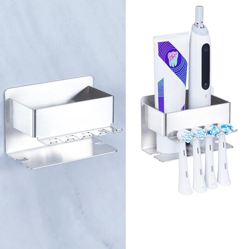 Toothbrush Head Holders, Electric Tooth Brush Head Holder, Adhesive Toothpaste Holder for Shower Bathrooms, Wall Mounted Tooth Brushing Holder Organizer Storage (Silver, Small) - color: Silver, size: Small