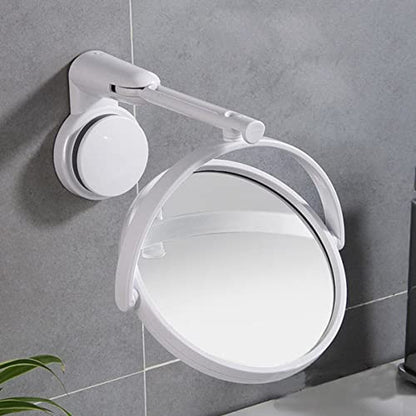 Beauty Wall- Angle Style Cosmetic Cup and Hotel with for Mirror, Adjustable Wall- Mounted Mounted Swivel Punch- Suction Degree Small Wall Hanging Makeup Mirror Folding - color: White