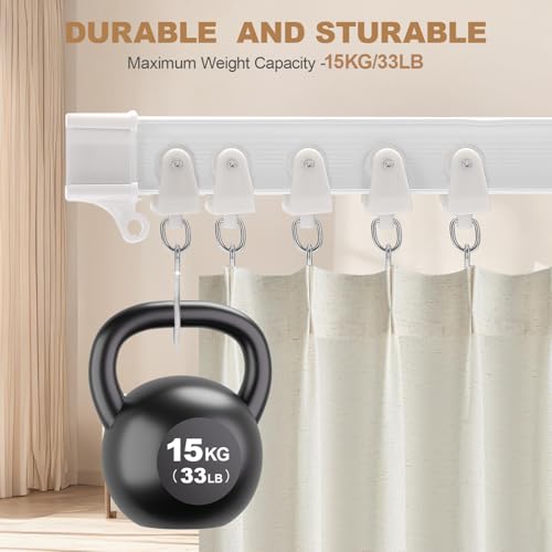 Flexible Ceiling Curtain Track 9.8Ft / 3M, Bendable Curtain Track Ceiling Mount with Smooth Sliding System, Durable Curtain Rail Ceiling Track for Room Divider, RV, Shower, Office, White
