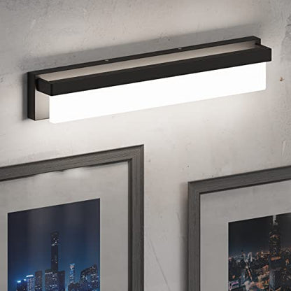 LED Bathroom Vanity Light Fixture Over Mirror 24.4 inch Modern Rectangle Black Matte Metal Lighting Bar 4000K Daylight Wall Sconce (Black) - color: Black, size: 24 inch