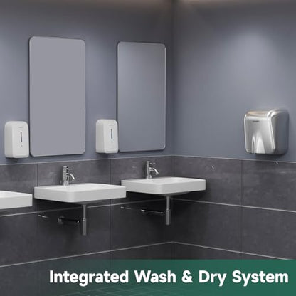 anydry Commercial Automatic Soap Dispenser 34oz Large Capacity Wall-Mounted | Touchless Liquid Dispenser, Five-Level Adjustment, Ideal for High-Traffic Bathroom, Restroom, Durable Wall-Mount Installation - color: White