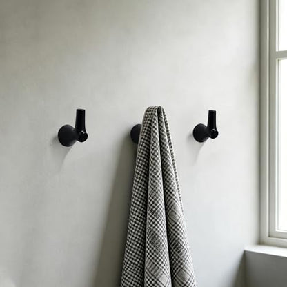 AVICCI 5 Pack Towel Hooks Matte Black Coat Hooks, Zinc Alloy Heavy Duty Bathroom Hooks Wall Mounted for Robes & Towels Hand Towel Hook Holder Kitchen, Bathroom Accessories - color: Matte Black