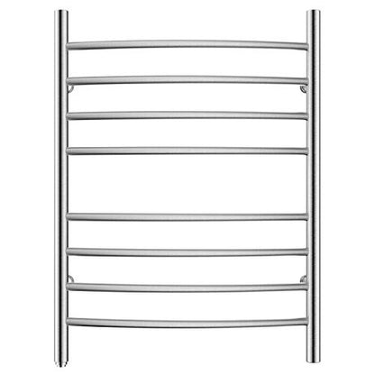 8-Bar Towel Warmer, Heated Towel Rack, Plug-in, Brushed | 304 Stainless Steel Curved 8-Bar Wall-Mounted Towel Warmer With Plug-In Installation Only For Bathrooms - color: Brushed