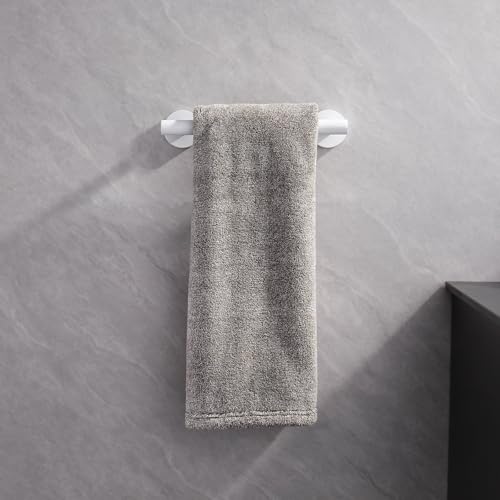 GERZWY 9-Inch Bath Towel Bar SUS 304 Stainless Steel Bathroom Towel Bar Modern Round Style Wall Mount, White - color: White, size: 9 Inch (Pack of 1)