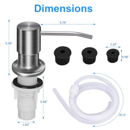 Soap Dispenser Kitchen Sink, Sink Soap Dispenser, 47" Extension Tube kit, Dish Soap Dispenser Pump, No Need More Refills (Brushed Nickel) - color: Brushed Nickel