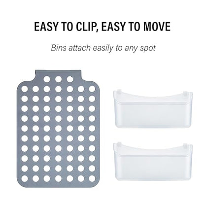 Over Shower Door Organizer, 2 Bins, Adjustable Hanging Storage - size: 2 Bins