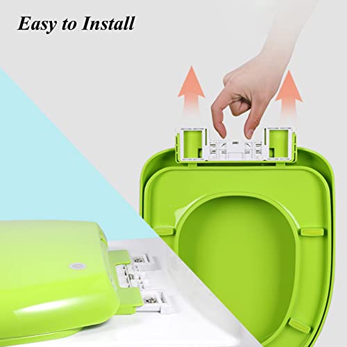 Soft-Close Elongated Toilet Seat with Quick-Release Feature, Easy-Clean Plastic Lid for Residential & Light Commercial Use - color: Green, size: OShape