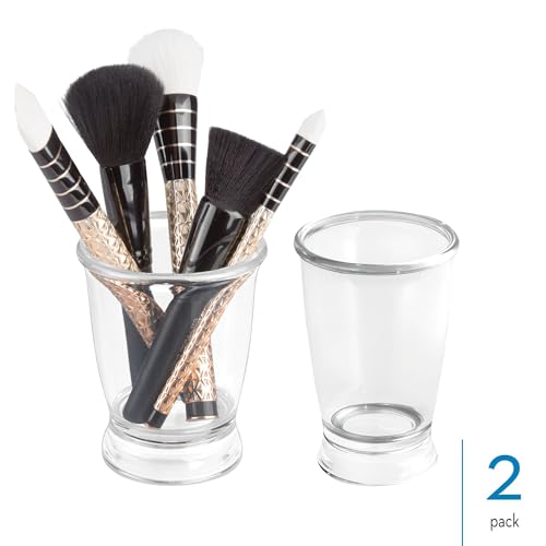 iDesign Plastic Bathroom Storage Tumbler, Clear, Pack of 2 | Countertop or Vanity Storage, Set of 2 - style: Pack of 2