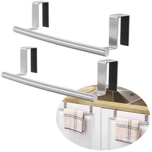 KES Over The Cabinet Door Towel Rack, Kitchen Towel Holder, 2 Pack | Anti-Wobble Stable Fit, Fit Doors Under 1" Thick, SUS304 Stainless Steel Bars for Dish Hand Towels, Brushed Finish - color: Brushed Finish