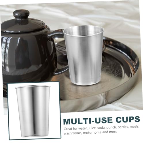 Stainless Steel Water Tumbler Cup Silver Bathroom Beverage Toothbrush Holder Multi Use for Water Juice Soda Easy to Clean Stylish Design - size: 8.50X6.00X6.00CM