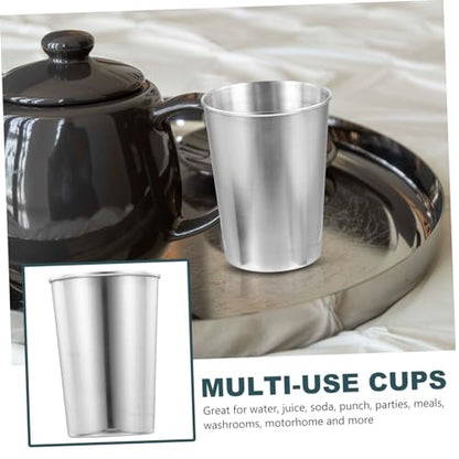 Stainless Steel Water Tumbler Cup Silver Bathroom Beverage Toothbrush Holder Multi Use for Water Juice Soda Easy to Clean Stylish Design - size: 8.50X6.00X6.00CM