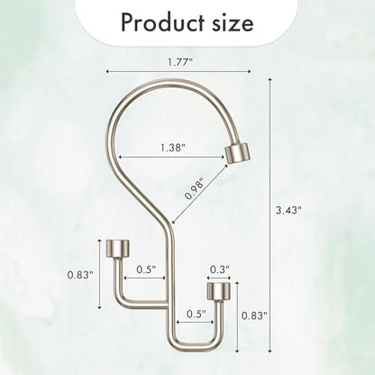 Bathway 12-Pack Double Shower Curtain Hooks, Rust-Resistant Metal Shower Curtain Rings with High-Low Design to Separate Liner & Curtain, Smooth Glide, Nickel - color: Nickel