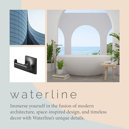 Gatco 5585MX Waterline Single Robe Hook, Wall Mounted Hook for Bathroom Towels & Robes, Matte Black - color: Waterline Matte Black