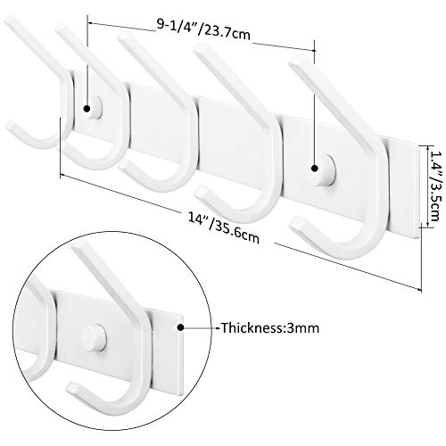 WEBI Coat Rack Wall Mount,Coat Hooks Wall Mounted,Coat Hanger Wall Hook Rack,5 Hooks for Hanging Coats,Hats,Jacket,Clothes,White - size: 5 Hooks