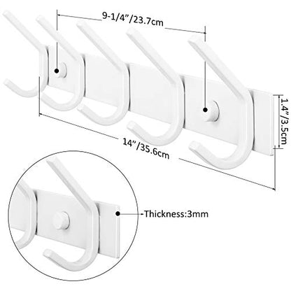 WEBI Coat Rack Wall Mount,Coat Hooks Wall Mounted,Coat Hanger Wall Hook Rack,5 Hooks for Hanging Coats,Hats,Jacket,Clothes,White - size: 5 Hooks