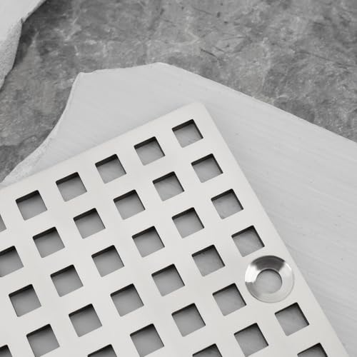4" Shower Drain Cover Brushed 304 Stainless Steel Square Shower Drain Strainer Grid for Bathroom Floor Kitchen and More