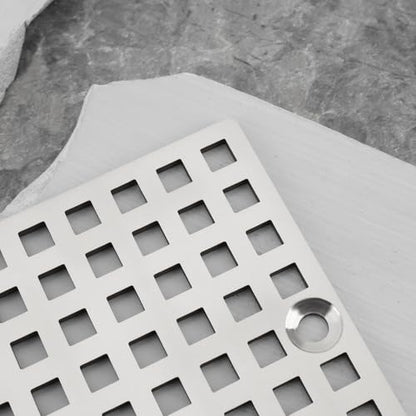 4" Shower Drain Cover Brushed 304 Stainless Steel Square Shower Drain Strainer Grid for Bathroom Floor Kitchen and More
