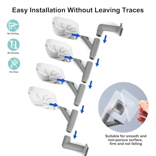 Soap Holder Four Layer Wall Mounted NO-Drilling Rotatable Self-draining Removable Soap Dish for Shower Bathroom Tray,Self Draining Sponge Holder,Razor Holder (White/Gray) - color: White/Gray