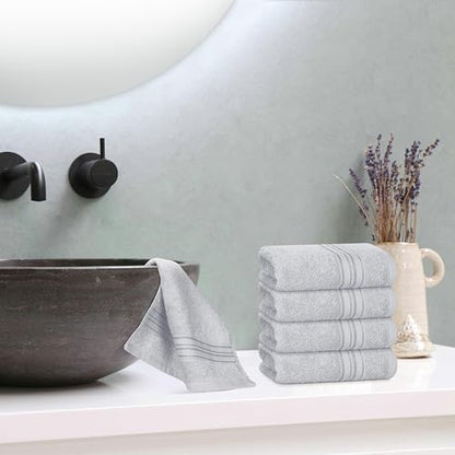 BOUTIQUO Ultra Soft Cotton Washcloths, Contains 12 Piece Face Cloths 12x12 inch, Ideal for Everyday use Face Towels, Compact & Lightweight Multi Purpose Washcloths - Light Grey - color: Ligtht Grey, size: Washcloths - Set of 12
