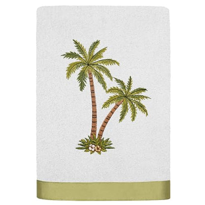 Flourish 4-Piece Premium Towel Set, Island Style Embroidery, Plush Turkish Cotton, Durable & Quick Dry, Elegant Bath Ensemble, 2 Bath 2 Hand Towels, Silver - color: Silver, size: 2 Pcs Bath 2 Pcs Hand Towel