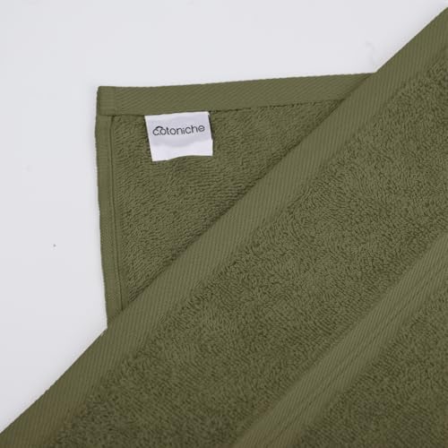 Absorbent & Thick Wash Cloths Set of 4 (12" x 12") Hotel Quality, Versatile as, Makeup Towels, Face Wash Cloths, Turkish Washcloths, Salon Towels, Dish Towels -%100 Cotton - Army Green - color: Army Green