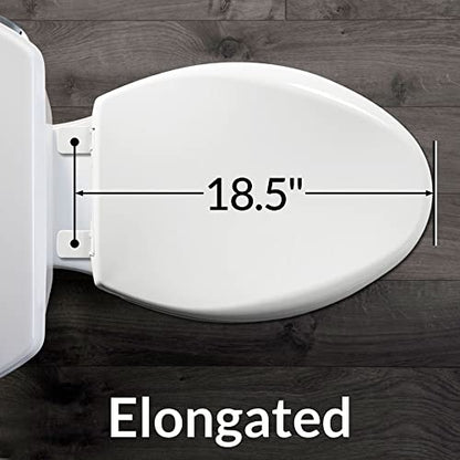 BEMIS 7900TDGSL Commercial Heavy Duty Closed Front Toilet Seat with Cover, Industrial No Slam Seat with Secure Installation, Made in USA, Elongated, White - size: Elongated