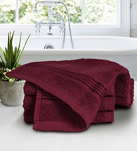 Ultra Soft Cotton Washcloths, Contains 12 Piece Face Cloths 12x12 inch, Ideal for Everyday use Face Towels, Compact & Lightweight Multi Purpose Washcloths - Burgundy - color: Burgundy, size: 12 Pack Washcloths