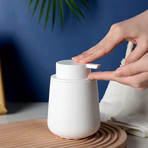 Bosilunlife 12Oz Ceramic Foam Soap Dispenser for Bathroom Kitchen Counter | Premium countertop foam pump creates delicate dense foam, stable desktop placement, Rubber Paint White - color: Rubber White