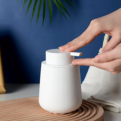 Bosilunlife 12Oz Ceramic Foam Soap Dispenser for Bathroom Kitchen Counter | Premium countertop foam pump creates delicate dense foam, stable desktop placement, Rubber Paint White - color: Rubber White