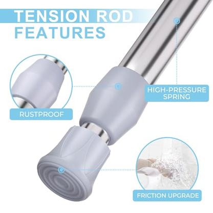 Spring Tension Curtain Rod Short Tension Rod (Silver,12" to 19"-2Pcs) - color: Silver, size: 12" to 19"-2Pcs