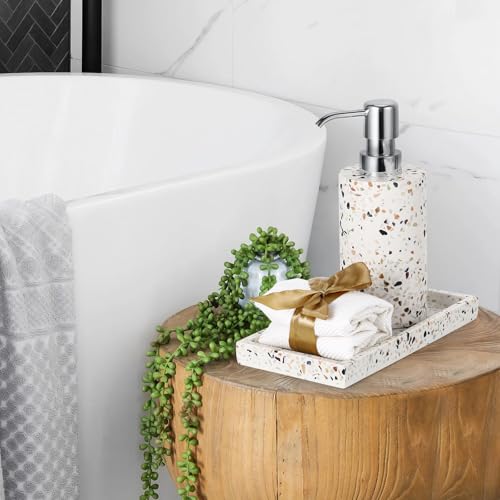 Luxspire Soap Dispenser, Cylinder-Shaped Soap Bottles, Terrazzo, 1pack | 320ml Premium resin, modern cylindrical design easy clean pump, multi-purpose liquid storage - color: Terrazzo