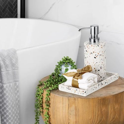Luxspire Soap Dispenser, Cylinder-Shaped Soap Bottles, Terrazzo, 1pack | 320ml Premium resin, modern cylindrical design easy clean pump, multi-purpose liquid storage - color: Terrazzo
