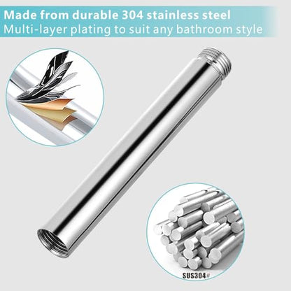 Shower Extension Arm, Solid Stainless Steel Shower Pipe Extension with Teflon Tape and Washer, For Lowering or Extending Showerhead(4 Inch, Chrome) - color: Chrome, style: 4 Inch