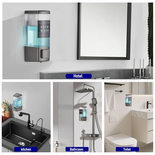 Pollock Shampoo and Conditioner Dispenser 1 Chamber * 500ML | Shower Soap Dispenser Wall Mounted, Body Wash Dispenser No Drill, Refillable Shower Dispenser for Bathroom - color: Blk-zt-53-gun1
