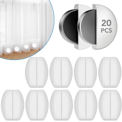 YixangDD 20 Pack Shower Curtain Weights, Magnetic Curtain Weights, 10 Pairs | Silicone Wrapped Rust-Proof Curtain Clips Outdoor for Shower Liner, Drapery, Tablecloth, Flag from Blowing Around, White - color: 20 Packs