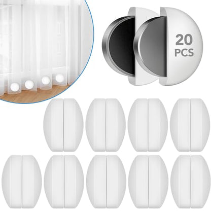 YixangDD 20 Pack Shower Curtain Weights, Magnetic Curtain Weights, 10 Pairs | Silicone Wrapped Rust-Proof Curtain Clips Outdoor for Shower Liner, Drapery, Tablecloth, Flag from Blowing Around, White - color: 20 Packs