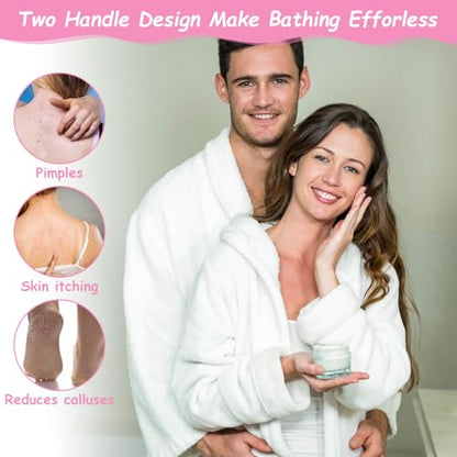 12 Pcs Exfoliating Back Scrubber for Shower with Handles Nylon Back Exfoliator Washers Stretchable Pull Strap Exfoliating Loofah Washcloth for Women Men Body Deep Cleaning Massages