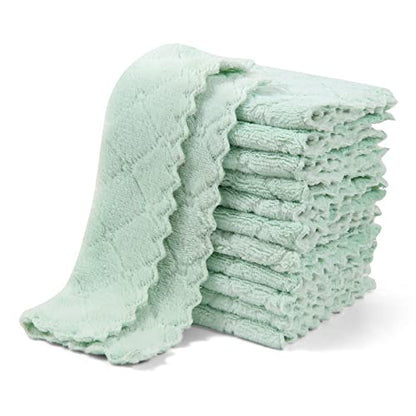 UMANI 12 Pack Microfiber Cleaning Cloths Reusable Textured Cleaning Rags | 10 x 6 Inch, Soft Absorbent Quick-Dry Cloths for Kitchen, Bathroom, Countertop and Household Cleaning - color: Green