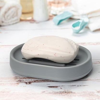 Topsky Soap Dish for Shower,2 Pack Soap Dishes Soap Savers for Bar Soap, Soap Bar Holder Shower with Drip Tray, Plastic Soap Holders with Drain for Kitchen Sink, Easy to Clean,Dry,Gray - color: Gray