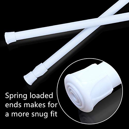 Tension Rods, 4 Pack Adjustable Spring Steel Cupboard Bars Tension Curtain Rod 9.8-15.7 Inches Shower Rod Closet Rod Tensions Rod Extendable Width - color: White, size: 9.8-15.7 Inch