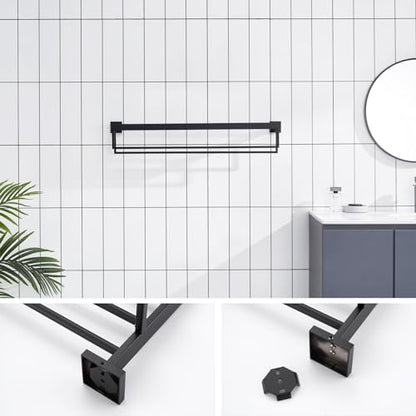 KOKOSIRI Black Towel Rack 32'' Bathroom Towel Shelf with Double Towel Bars SUS304 Matte Black Stainless Steel Wall Mounted, B6003BK-L32 - color: Matte Black, size: 32-Inch